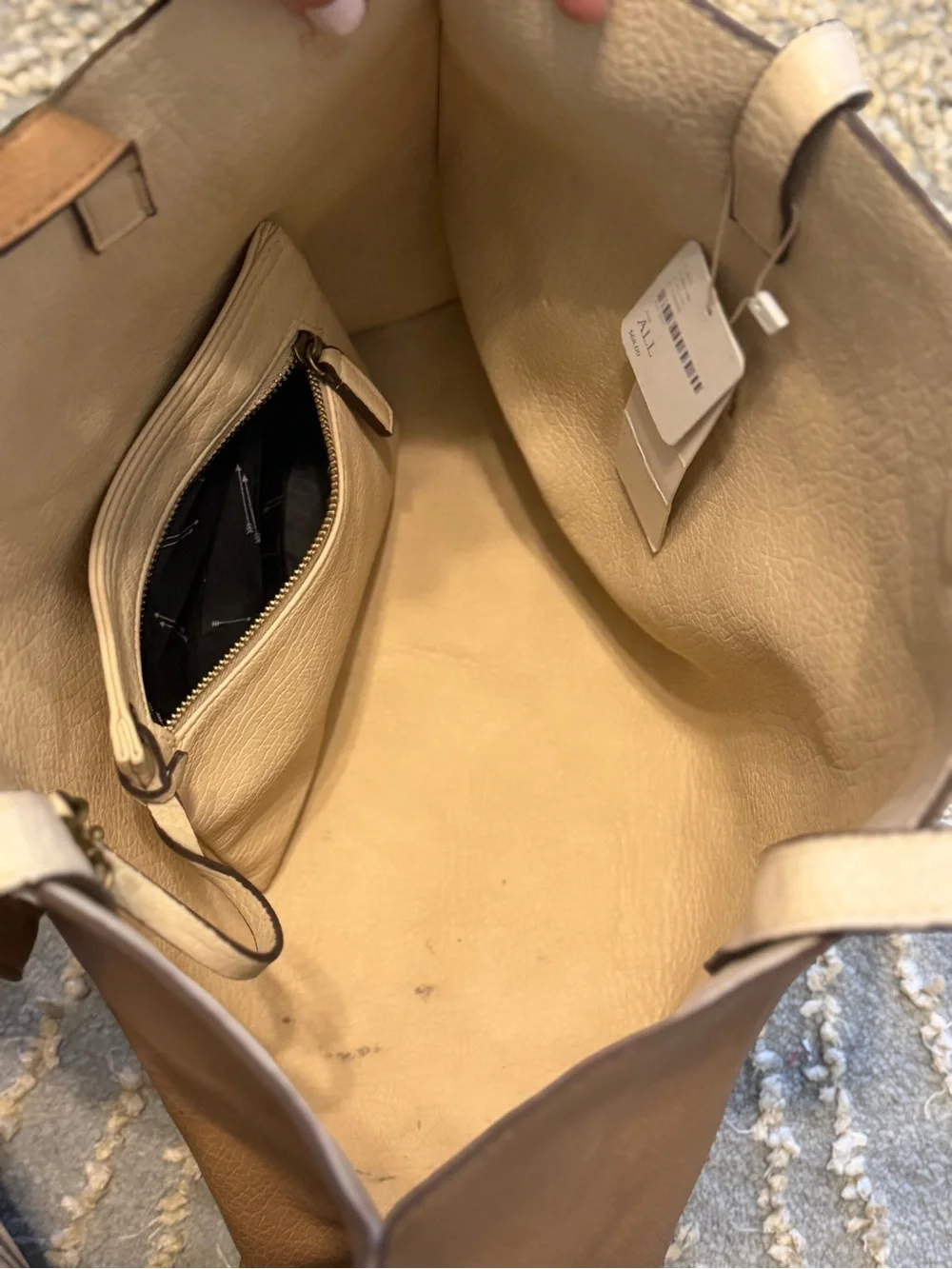 Free People Slouchy Vegan Tote Bag NWT Beige Tan